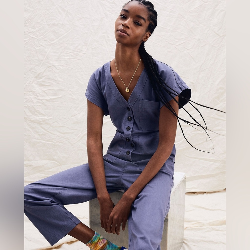 Madewell Cap-Sleeve Jumpsuit - Sunfaded Indigo S - Picture 5 of 7
